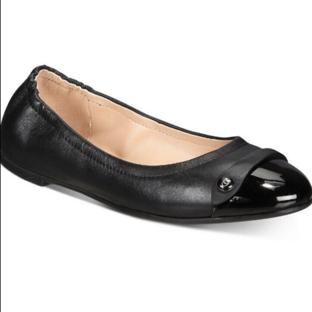 Coach Brandi Ballerina Patent Tip Black Leather Flats Sz.7B BRAND NEW